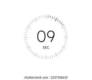 9 second timers Clocks, Timer 9 sec icon vector