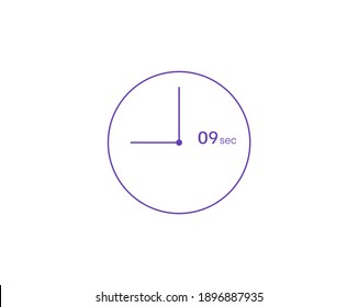 The 9 seconds, Timer 9 sec icon, stopwatch vector icon. Clock and watch, timer, countdown symbol