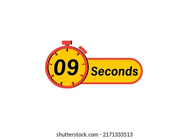 9 Seconds timers Clocks, Timer 9 sec icon, countdown icon. Time measure. Chronometer icon isolated on white background