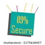 9% Secure Sign label vector and illustration art with fantastic font yellow color combination in green background