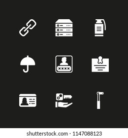 9 security icon set with grenade, diploma and link vector illustration for graphic design and web