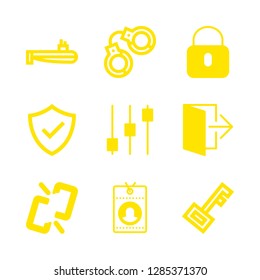 9 security icons with exit and verified protection in this set