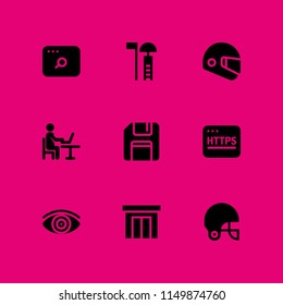 9 security icons in vector set. save, vision, life guard and http illustration for web and graphic design
