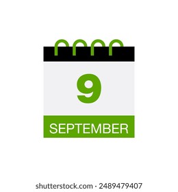 9 september calendar date icon vector eps