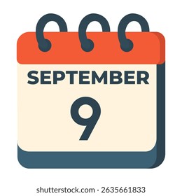 Vector del calendario del 9 de septiembre sobre fondo blanco
Calendario de Vector con fecha