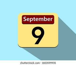 9 September - Vector art of an icon of a calendar
