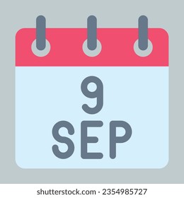 9. September, Vektorkalender. Vektorkalender.
