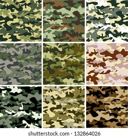 9 Set of camouflage pattern