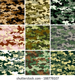 9 Set of camouflage pattern