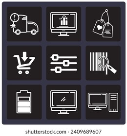 9 Set of flat vector icons - vector dollar coins, credit card, wallet, cash, money bag, electronic icon, investment, mobile shopping, check, shield, currency, euro sign, e commerce, money box, busines