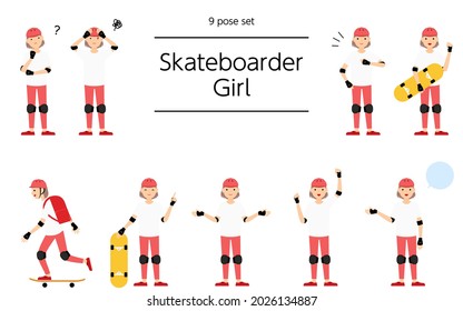 9 sets of people poses, Skater Girl