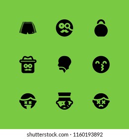 9 sexy icons in vector set. kiss, kettlebells, dead and mouth illustration for web and graphic design