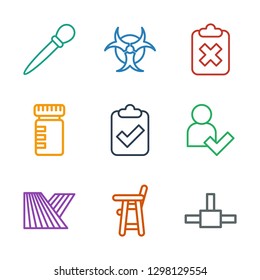 9 shadow icons. Trendy shadow icons white background. Included outline icons such as network connection, baby chair, field, add user, clipboard with tick. shadow icon for web and mobile.