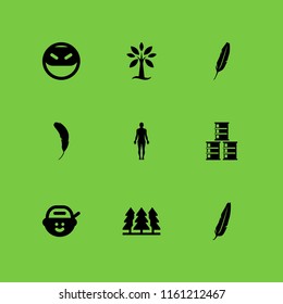 9 shadow icons in vector set. ninja, barrel, forest and rapper illustration for web and graphic design