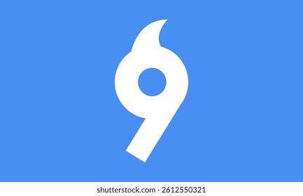 9 Shark Logo Number Simple Modern Blue