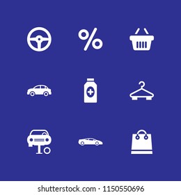 9 shop icons in vector set. pharmacy, discount, repair and bag illustration for web and graphic design