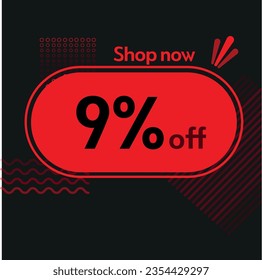 9% Shop jetzt Vektorrot und schwarze Elemente schwarzer Freitag kaufen Online-Shop-Aufkleber Marketing