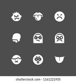 9 shout icons in vector set. mouth, angry and arguing illustration for web and graphic design