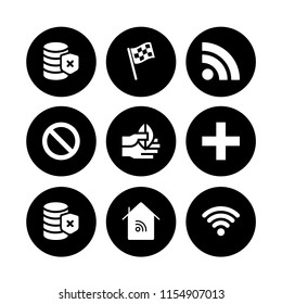 9 signal icons in vector set. rss, hand, error and wifi signal illustration for web and graphic design