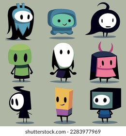 9 simple cute monster illustration character collection
