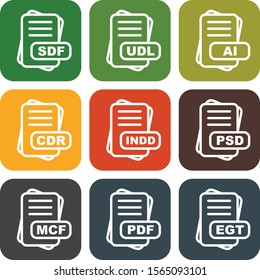 9 Simple File Format Related Color Icons
