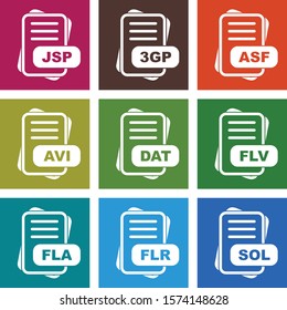 9 Simple File Format Related Color Icons
