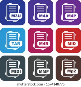 9 Simple File Format Related Color Icons
