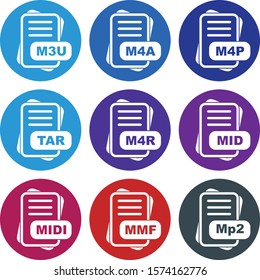 9 Simple File Format Related Color Icons
