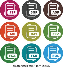 9 Simple File Format Related Color Icons
