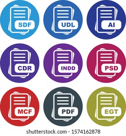 9 Simple File Format Related Color Icons
