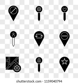9 simple transparent vector icon pack, set of icons such as Placeholder, Pin, Map, Placeholder