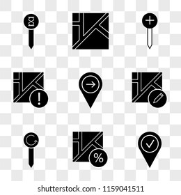 9 simple transparent vector icon pack, set of icons such as Placeholder, Map, Pin, Pin