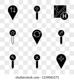 9 simple transparent vector icon pack, set of icons such as Placeholder, Pin, Map, Placeholder