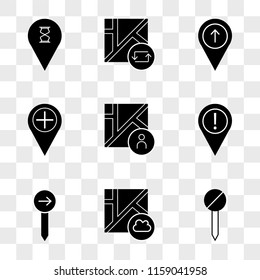 9 simple transparent vector icon pack, set of icons such as Pin, Map, Placeholder, Placeholder