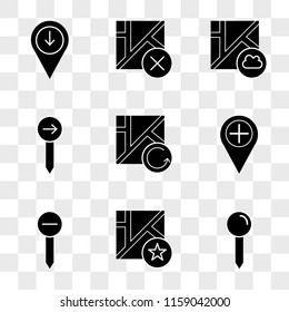 9 simple transparent vector icon pack, set of icons such as Pin, Map, Placeholder, Placeholder