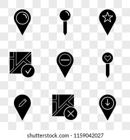 9 simple transparent vector icon pack, set of icons such as Placeholder, Map, Pin, Placeholder