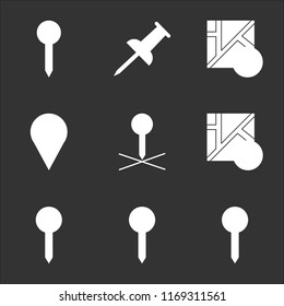 9 simple transparent vector icon pack, set of black icons such as Pin, Map, Placeholder, Push pin, Pin