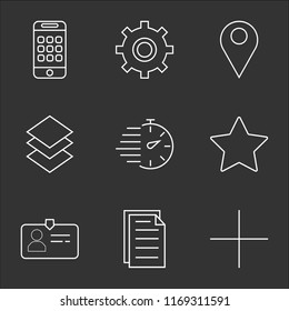9 simple transparent vector icon pack, set of black icons such as Add, File, Id card, Star, Stopwatch, Layers, Placeholder, Settings, Smartphone