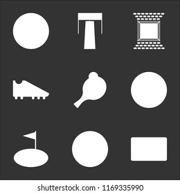 9 simple transparent vector icon pack, set of black icons such as Scoreboard, Soccer, Golf, Basketball, Ping pong, Boot, Boxing ring, Racing, Bowling