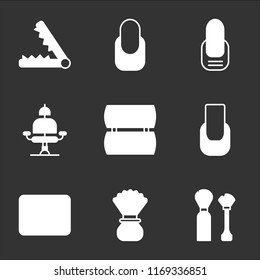 9 simple transparent vector icon pack, set of black icons such as Shaving, Makeup, Manicure, Barber chair, Hair straightener