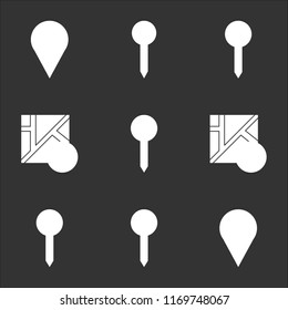 9 simple transparent vector icon pack, set of black icons such as Placeholder, Pin, Map, Placeholder