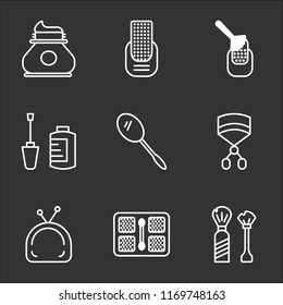 9 simple transparent vector icon pack, set of black icons such as Shaving, Makeup, Eyelashes curler, Hand mirror, Nail polish, Manicure, Lotion