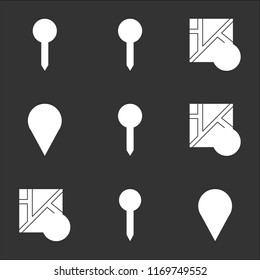 9 simple transparent vector icon pack, set of black icons such as Placeholder, Pin, Map, Pin