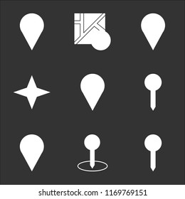 9 simple transparent vector icon pack, set of black icons such as Pin, Placeholder, Compass, Map, Placeholder
