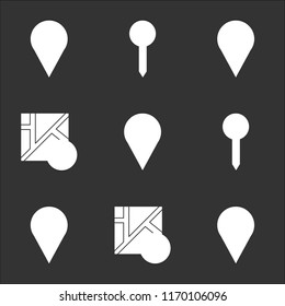 9 simple transparent vector icon pack, set of black icons such as Placeholder, Map, Pin, Placeholder