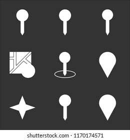 9 simple transparent vector icon pack, set of black icons such as Placeholder, Pin, Compass, Map, Pin