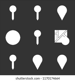 9 simple transparent vector icon pack, set of black icons such as Placeholder, Pin, Map, Compass, Pin