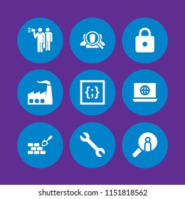 9 site icons in vector set. infrastructure, search, constructor and www illustration for web and graphic design