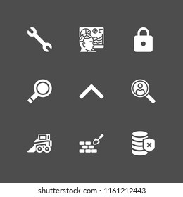 9 site icons in vector set. seo and web, search, roof and https illustration for web and graphic design