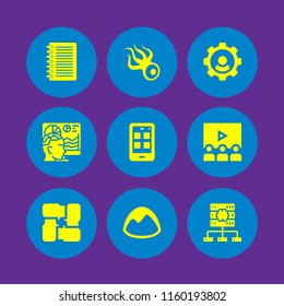 9 sketch icons in vector set. e learning, logo, seo and web and app illustration for web and graphic design
